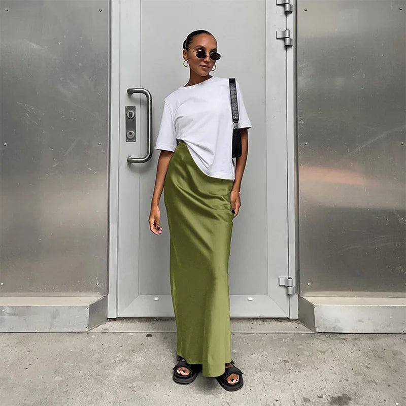 Satin Trumpet Midi Skirt - view 7