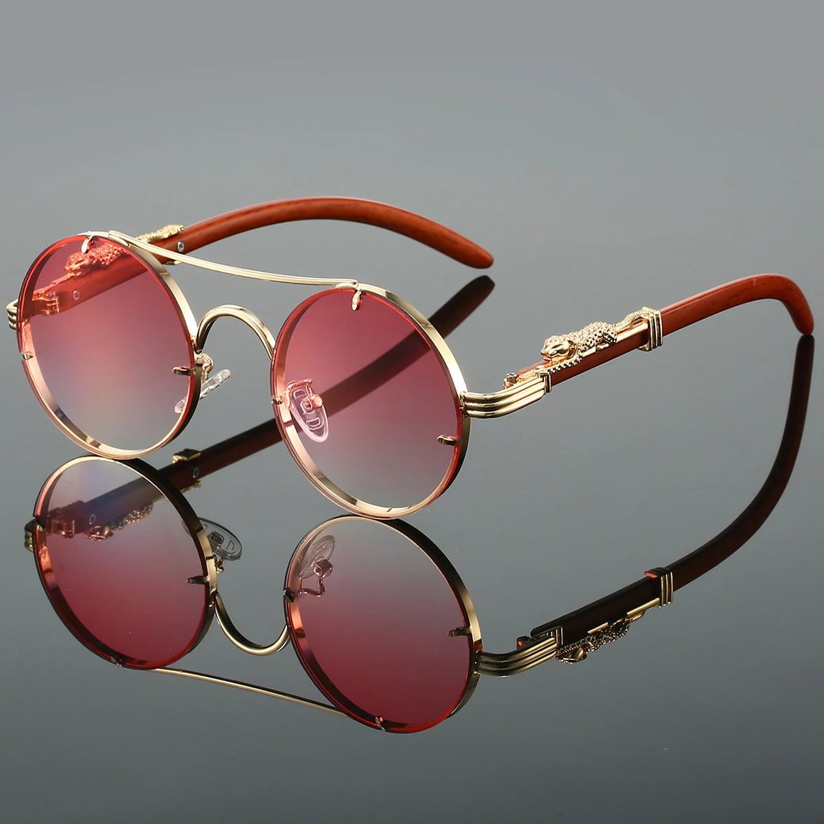 Double-Bridge Round Sunglasses - view 8