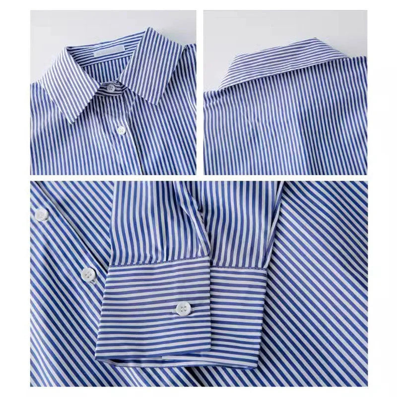 Striped Lantern-Sleeve Blouse - view 6