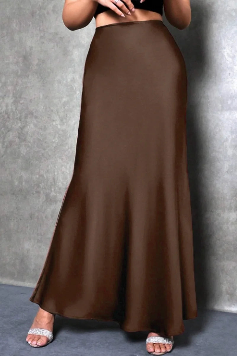 Satin-Effect Mermaid Hem Midi Skirt - view 3