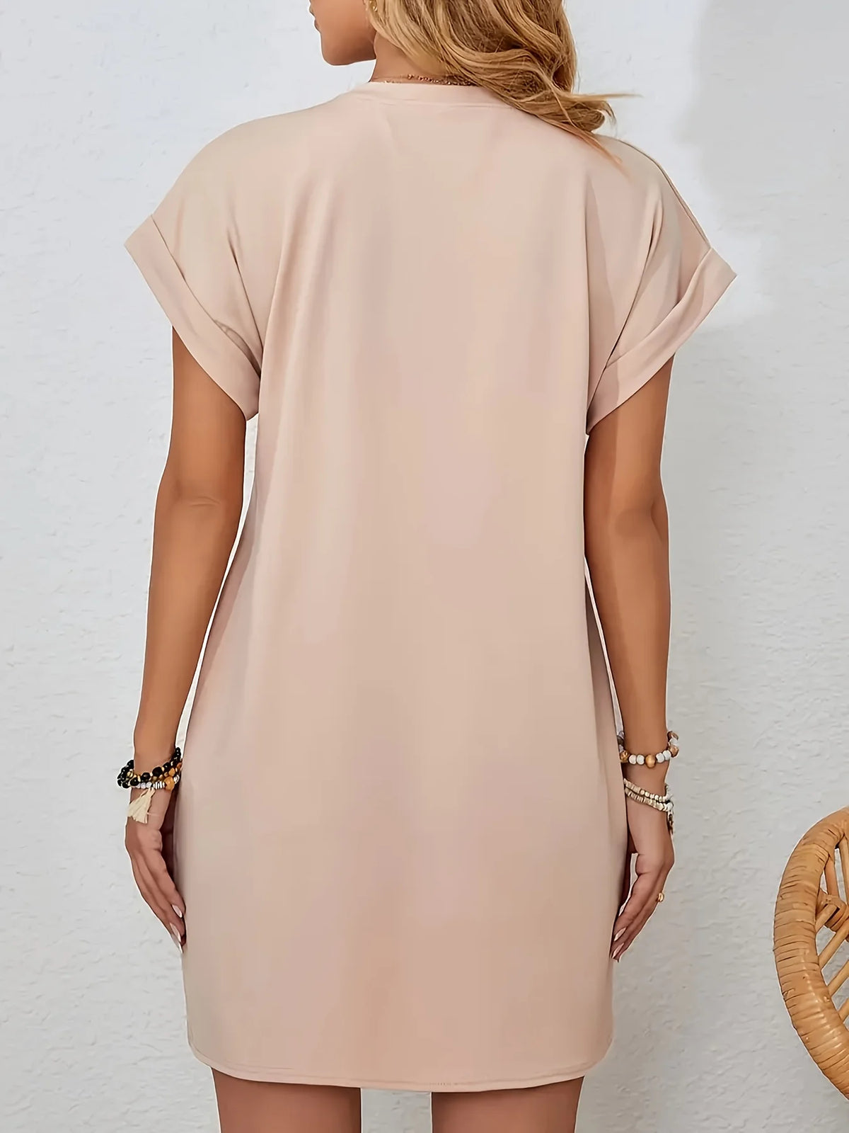 Crew-Neck Print Knit T-Shirt Dress - view 3