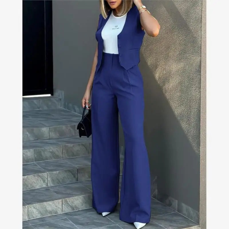 Vest & Wide-Leg Trouser Suit Set - view 3