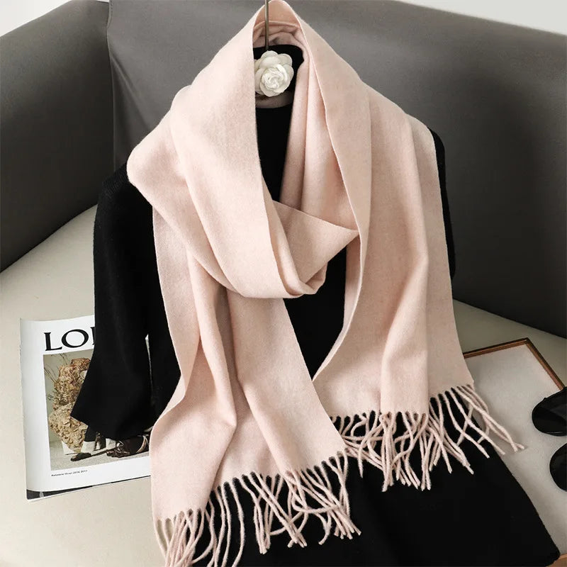 Tasseled Cashmere-Feel Winter Scarf