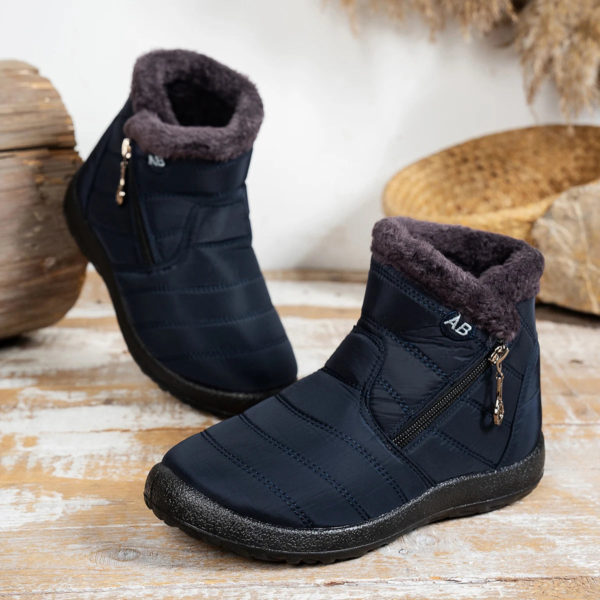 Solid-Color Warm Mid-Calf Boots - view 6
