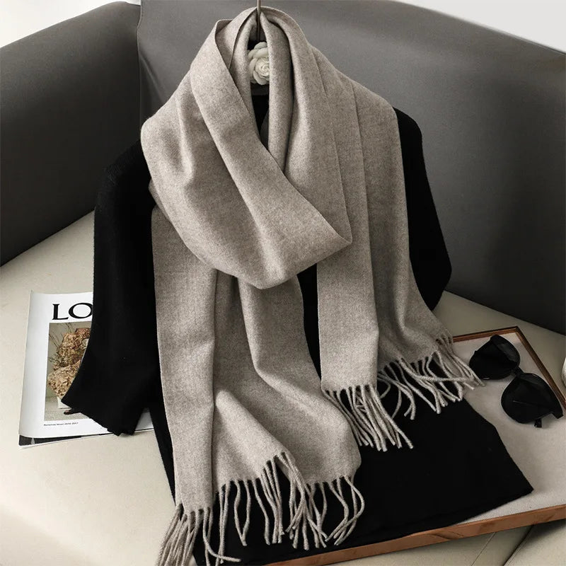 Tasseled Cashmere-Feel Winter Scarf