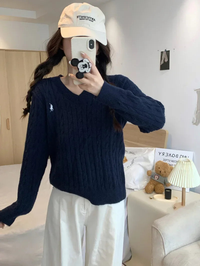 Tasseled Embroidered V-Neck Sweater - view 7