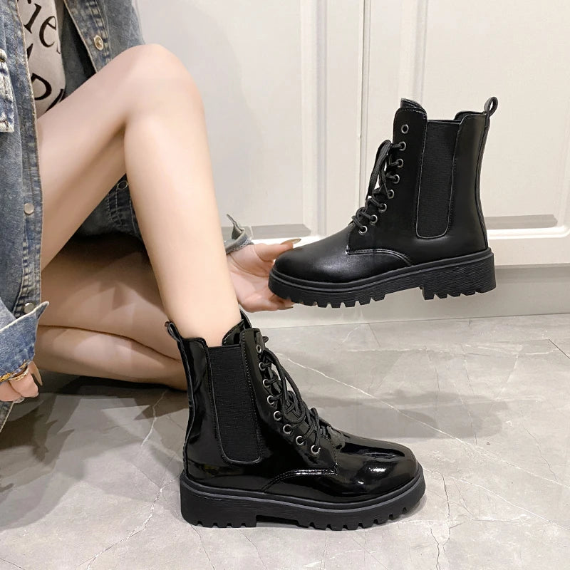 Chunky-Heel Round-Toe Chelsea Boots - view 5