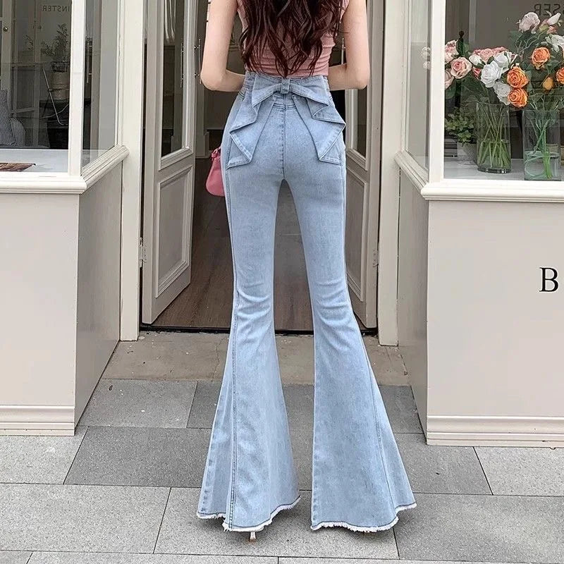 Slim Bell-Bottom Denim Jeans - view 6