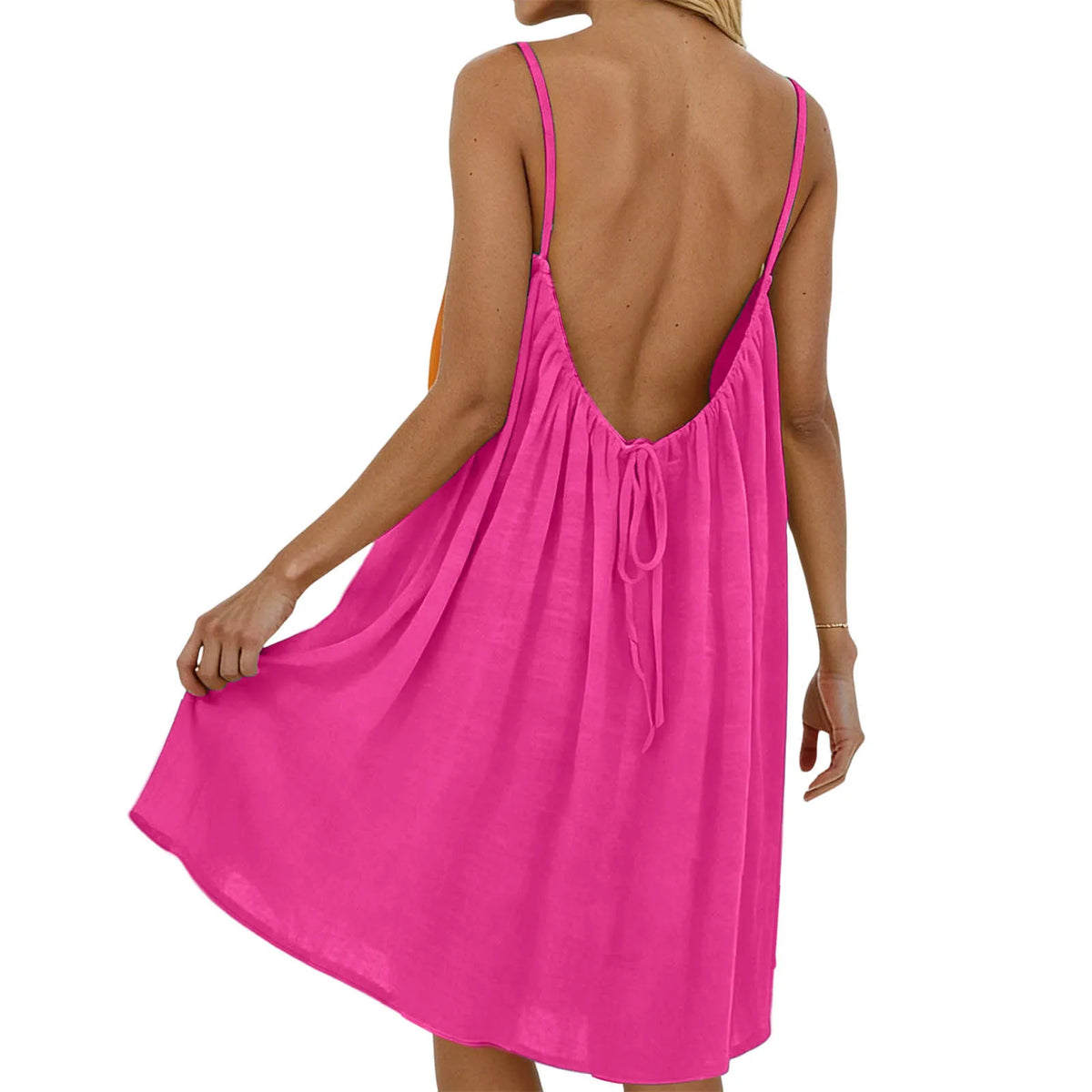 Backless Spaghetti-Strap A-Line Dress - view 13