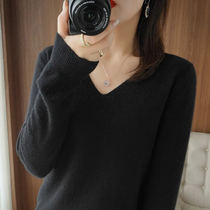 Cashmere-Feel Lace-Neck Hollow Pullover - view 8