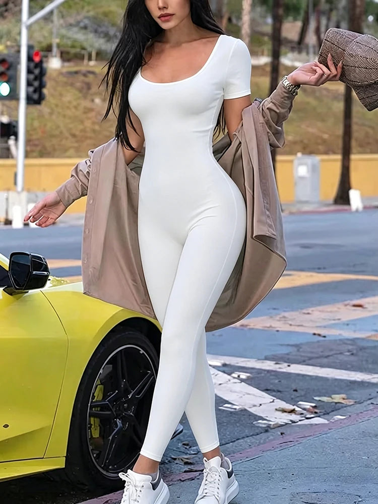 Skinny Bodycon Short-Sleeve Romper - view 11