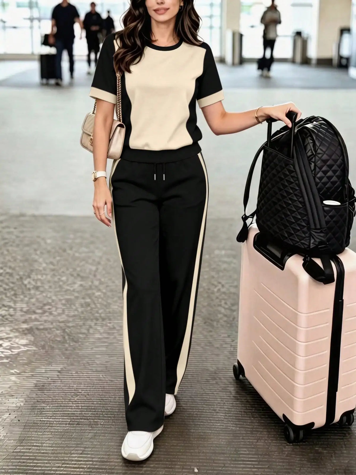 Color-Block Crew Neck Tee & Pants Set - view 6