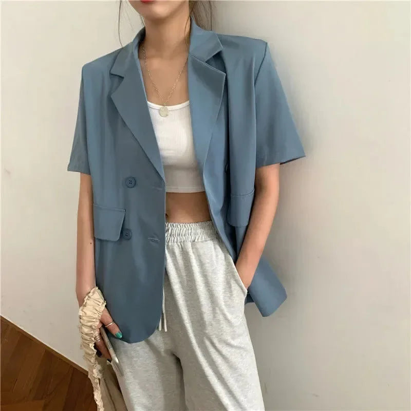Double-Breasted Cropped Blazer