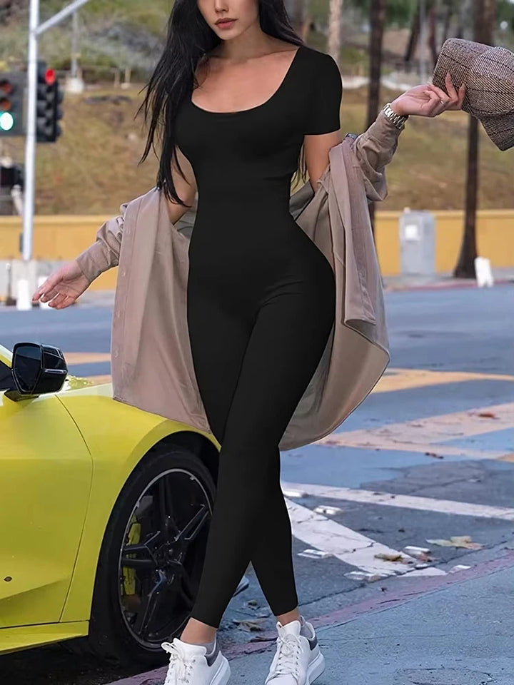 Skinny Bodycon Short-Sleeve Romper