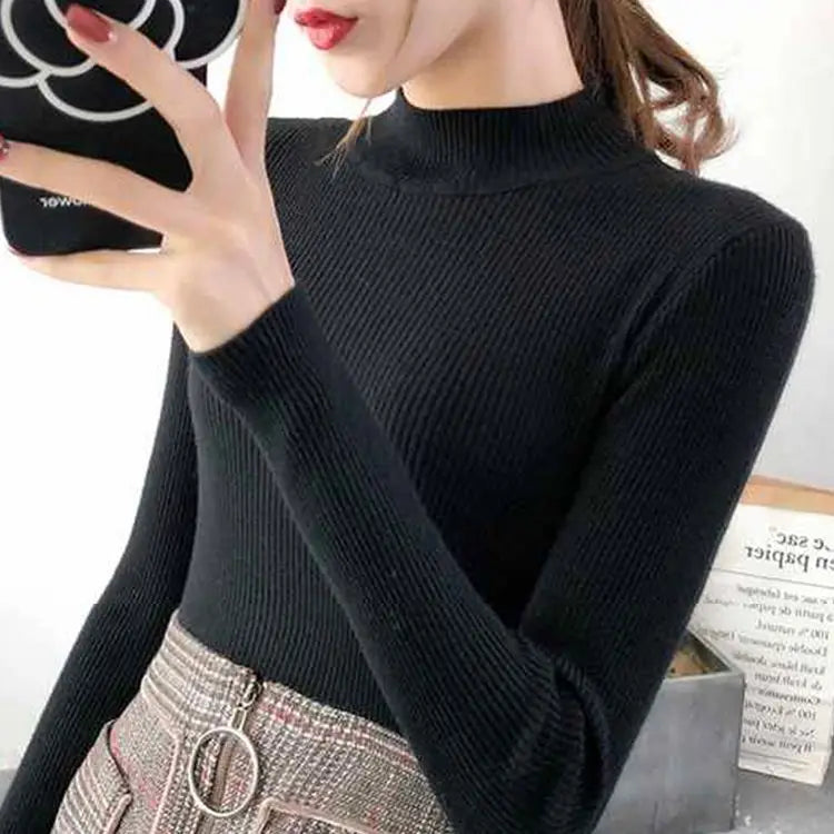 Mock-Neck Basic Knit Sweater - view 10