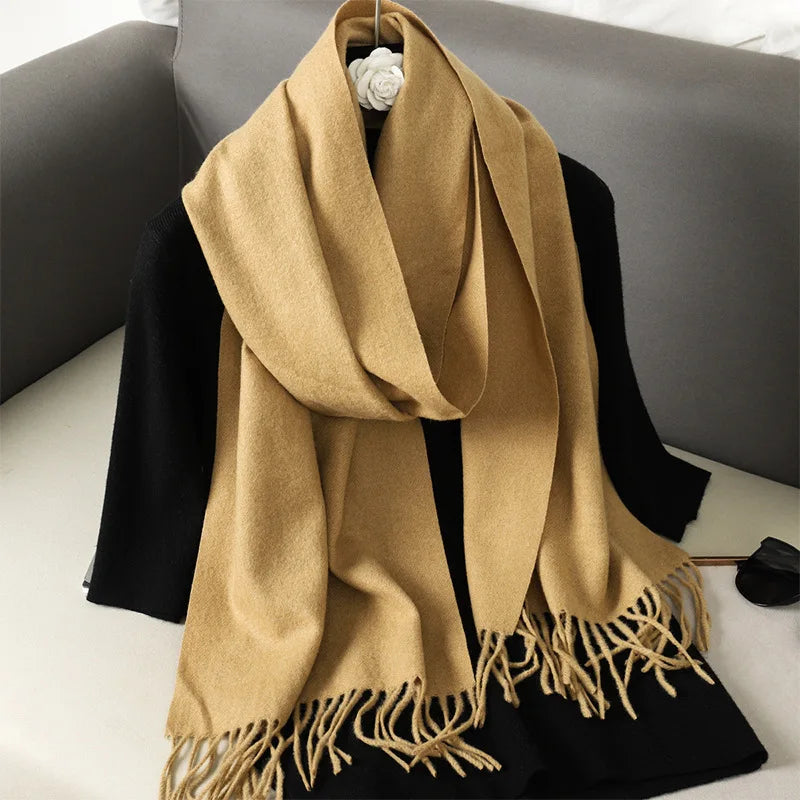Tasseled Cashmere-Feel Winter Scarf