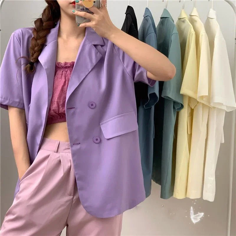Double-Breasted Cropped Blazer - view 2