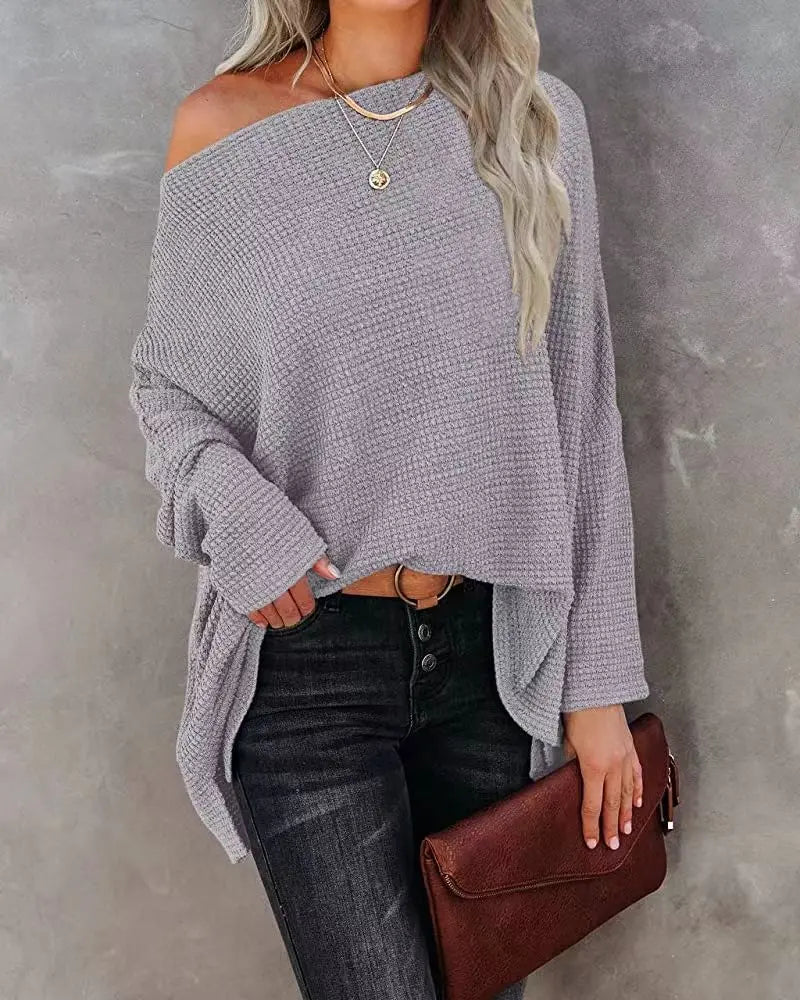 Waffle-Knit Long Sleeve Top - view 7