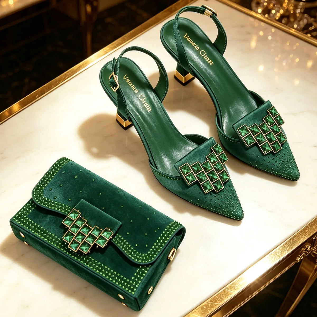 Rhinestone Pointed-Toe Heels & Bag Set - view 11