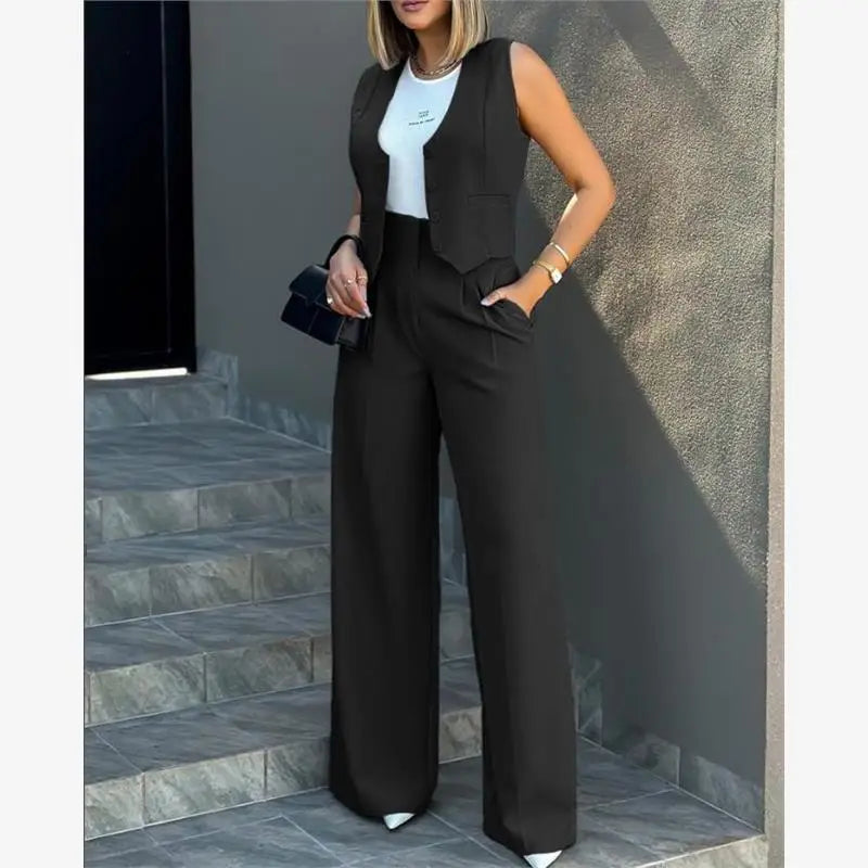 Vest & Wide-Leg Trouser Suit Set - view 4