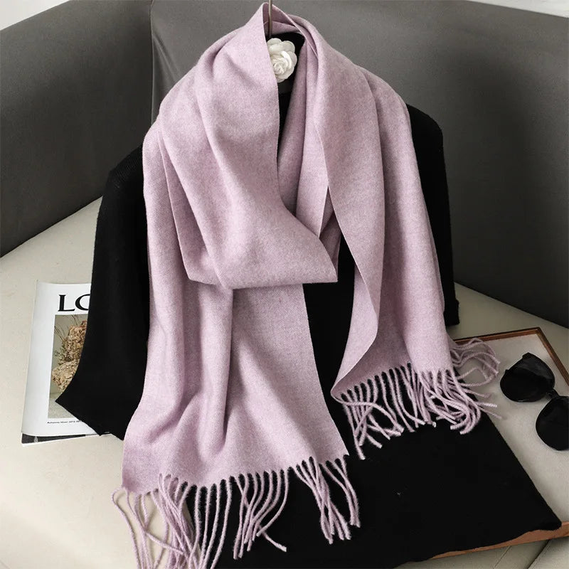 Tasseled Cashmere-Feel Winter Scarf