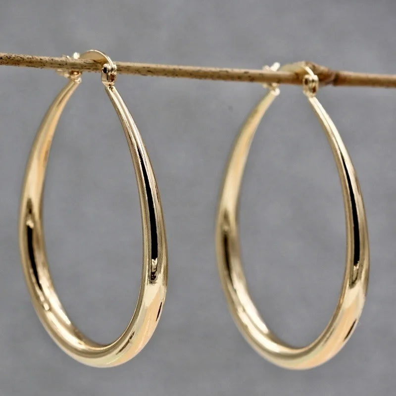 Smooth Gold Hoop Earrings - view 2