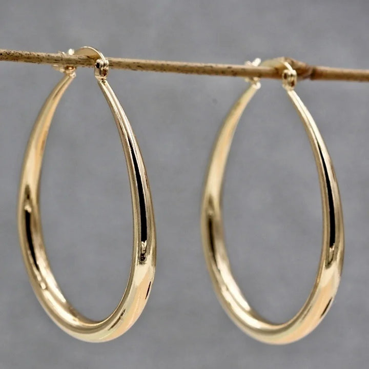 Smooth Gold Hoop Earrings - view 2