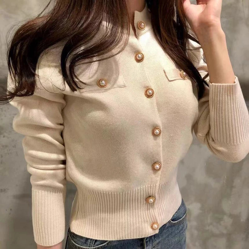 Button-Front Knit Cardigan