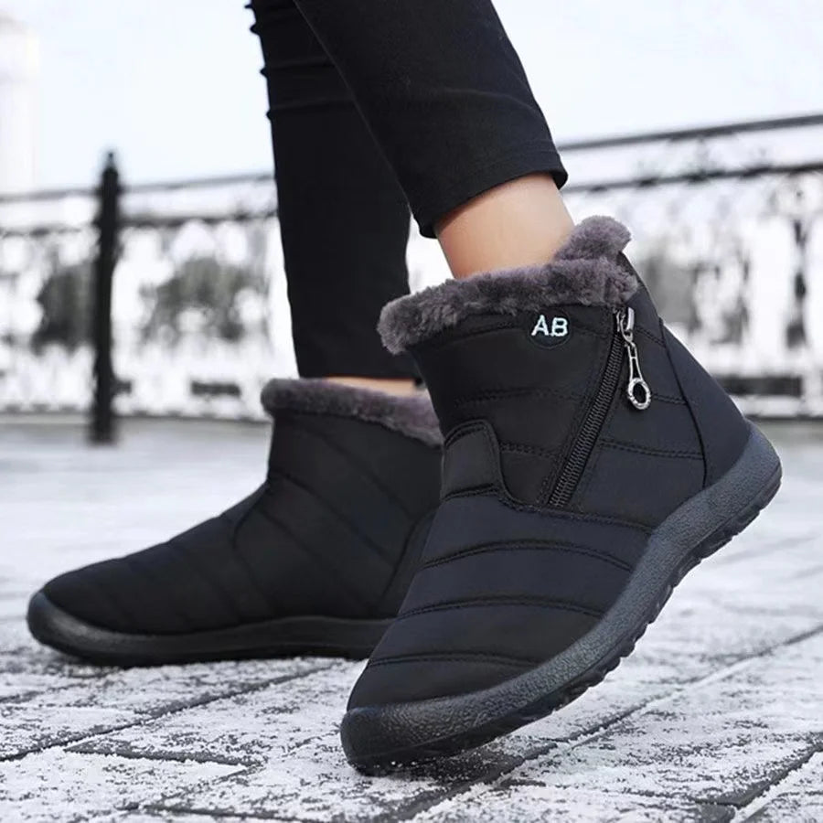 Solid-Color Warm Mid-Calf Boots
