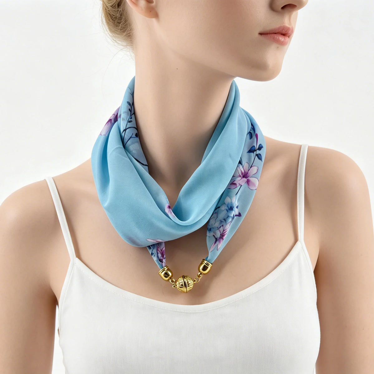 Magnetic-Buckle Chiffon Neck Scarf - view 6