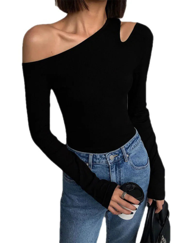 Skew-Collar Off-Shoulder Crop Tee - view 6