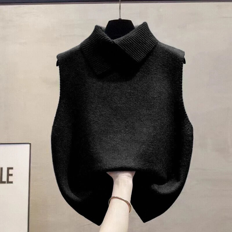 Lapel Sleeveless Knit Vest - view 5