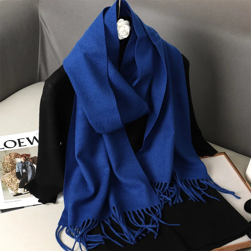 Tasseled Cashmere-Feel Winter Scarf