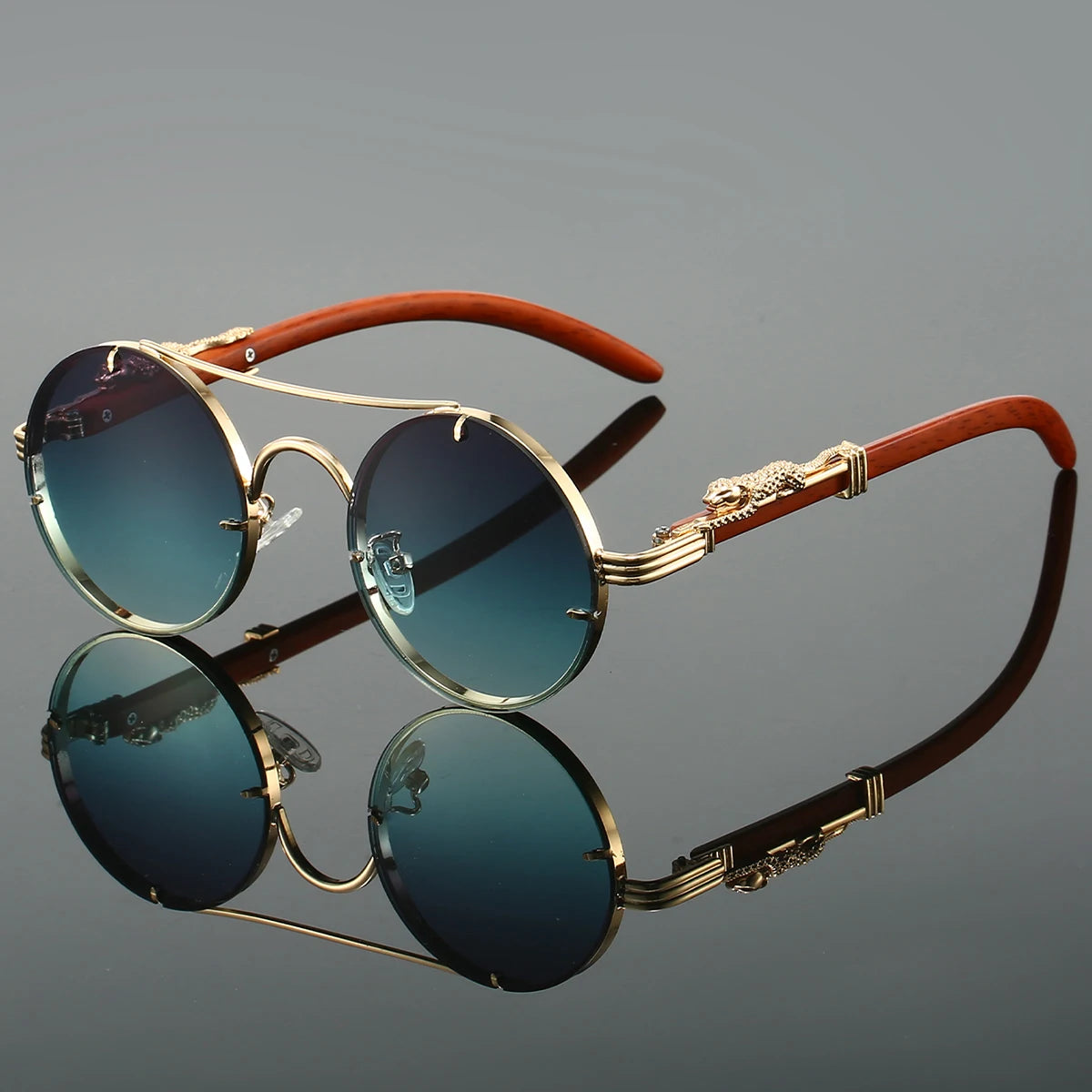 Double-Bridge Round Sunglasses