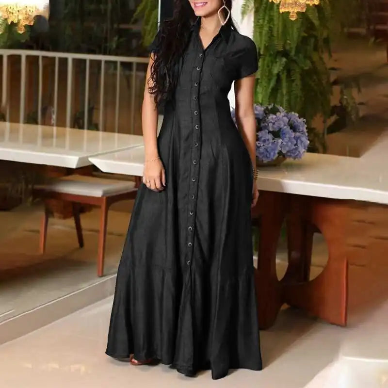 Button-Front Collared Maxi Dress - view 3