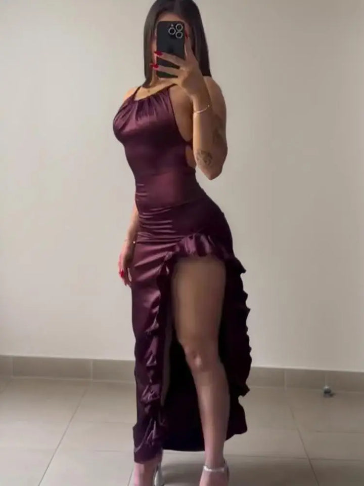 Y2K Halter Slip Dress