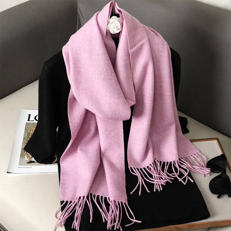 Tasseled Cashmere-Feel Winter Scarf