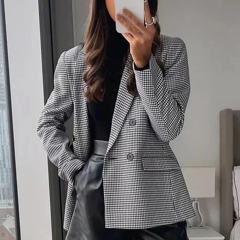 Plaid Double-Breasted Blazer - view 5