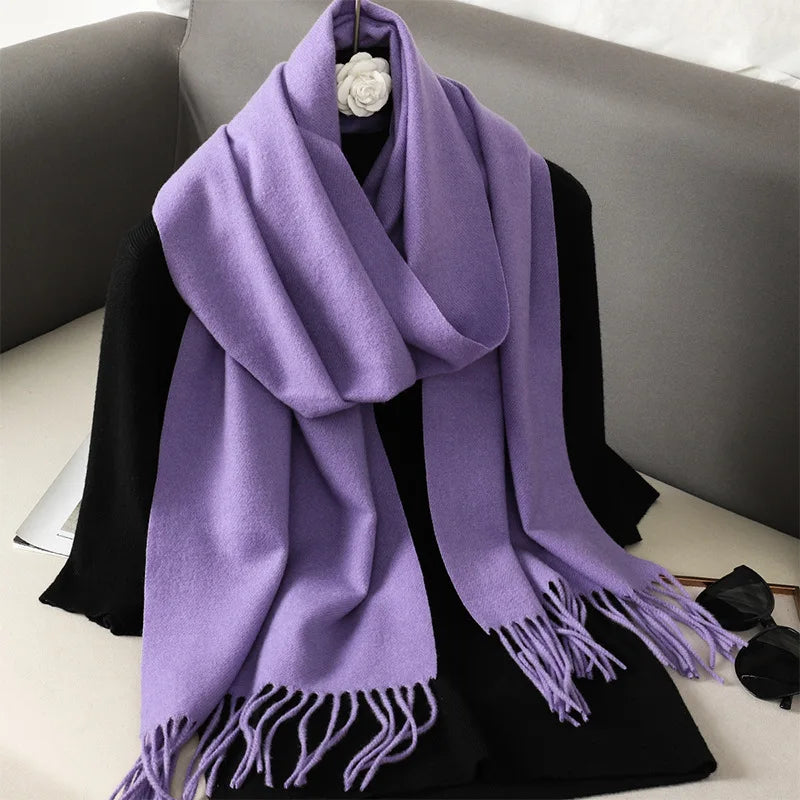 Tasseled Cashmere-Feel Winter Scarf