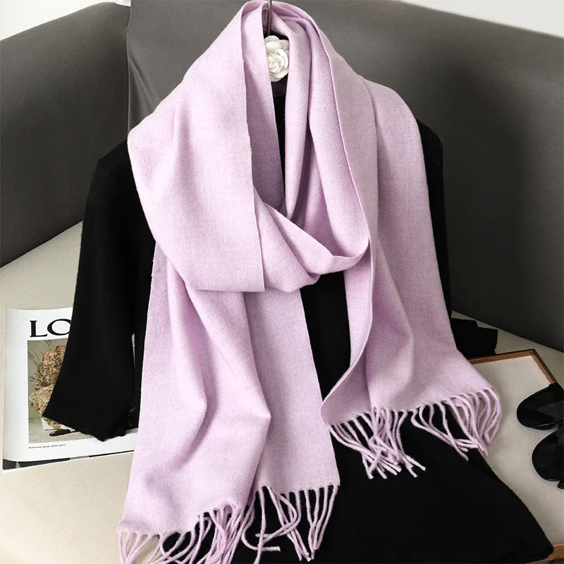 Tasseled Cashmere-Feel Winter Scarf