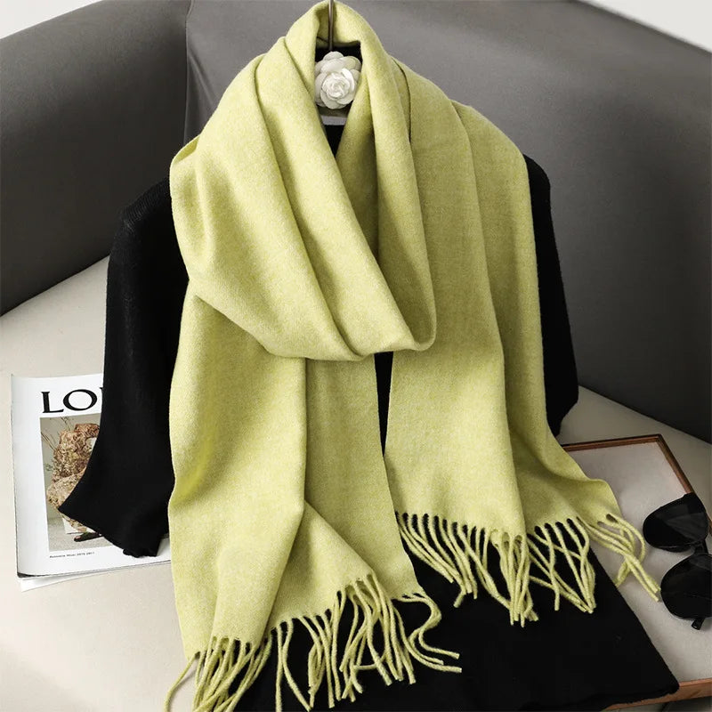 Tasseled Cashmere-Feel Winter Scarf