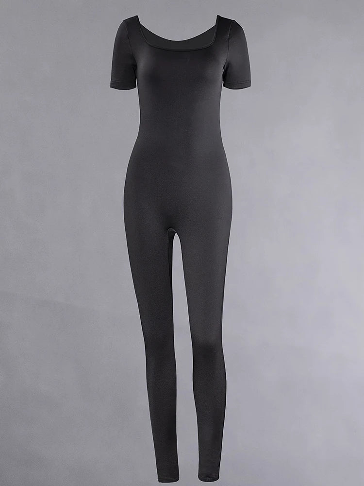 Skinny Bodycon Short-Sleeve Romper - view 2