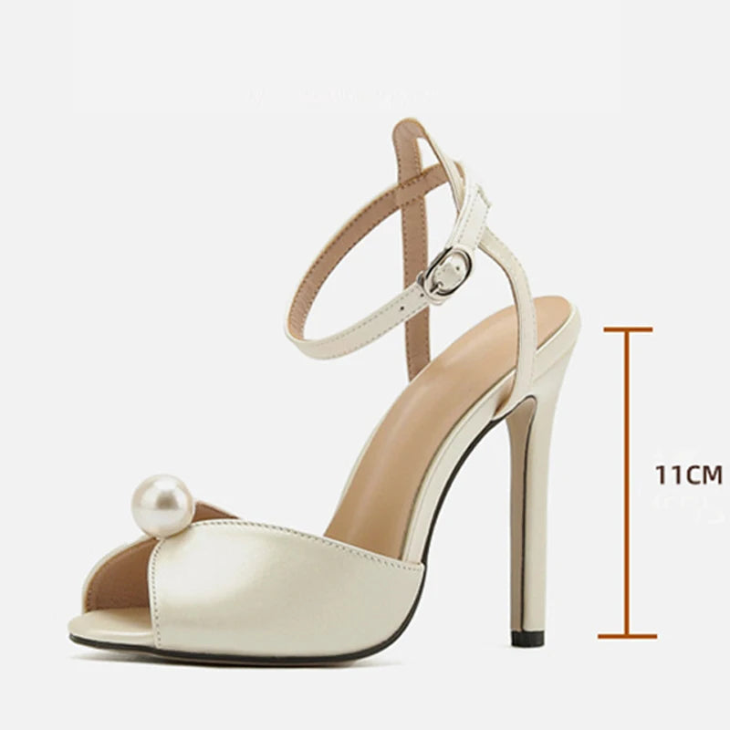 Peep-Toe Pearl Gladiator Sandals - view 3