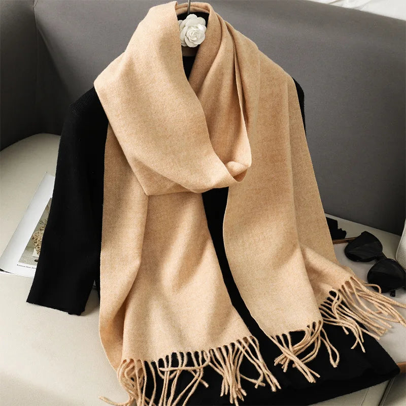 Tasseled Cashmere-Feel Winter Scarf