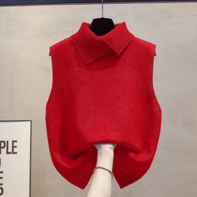 Lapel Sleeveless Knit Vest - view 8