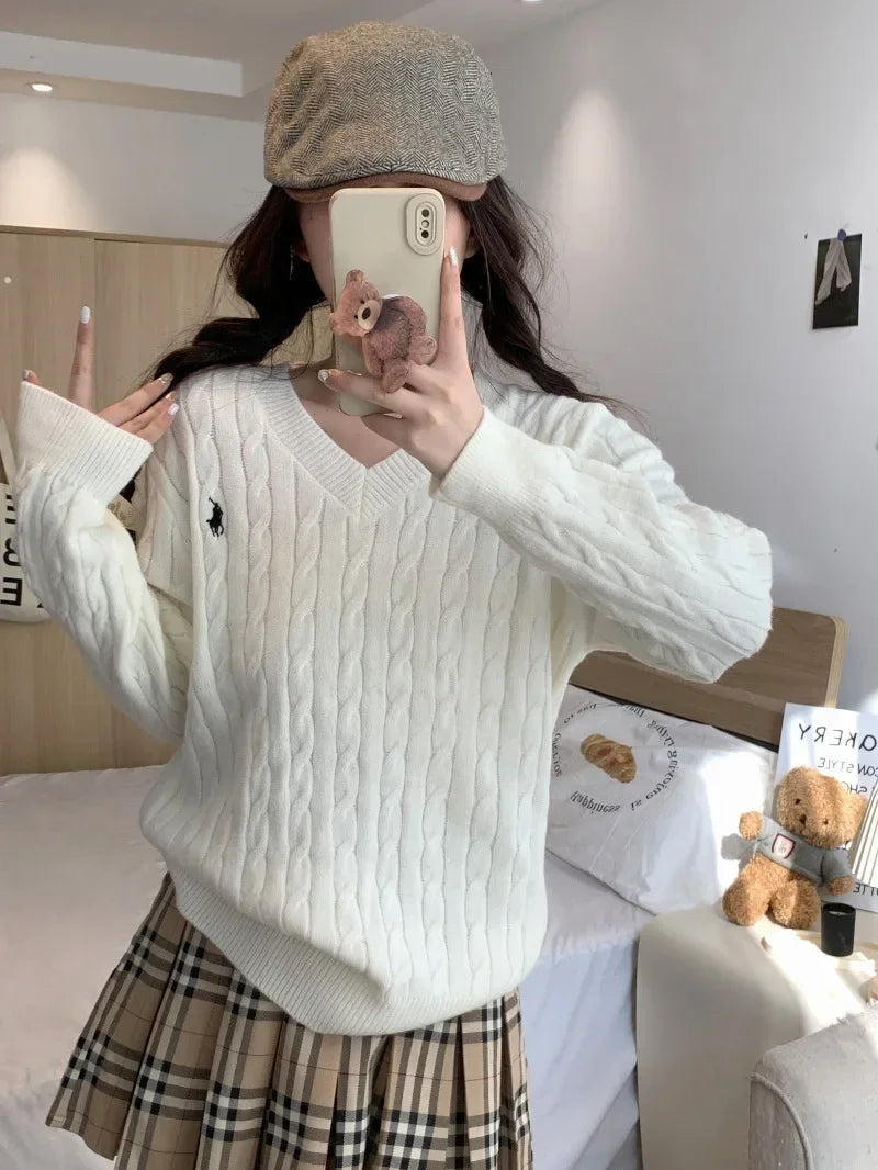 Tasseled Embroidered V-Neck Sweater - view 6