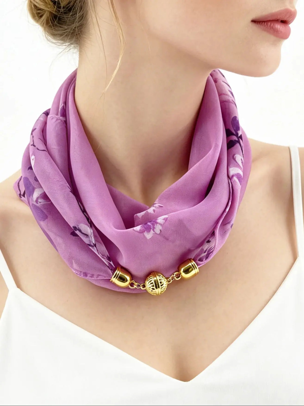 Magnetic-Buckle Chiffon Neck Scarf - view 7