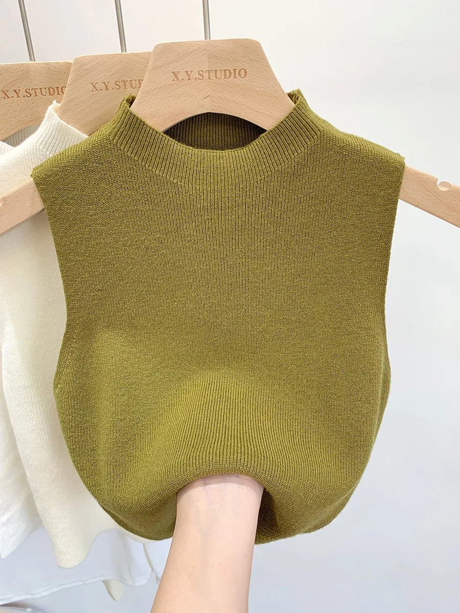 Slim Sleeveless Knit Tank Sweater - view 9