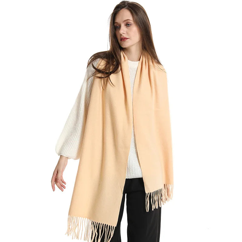 Tasseled Cashmere-Feel Winter Scarf