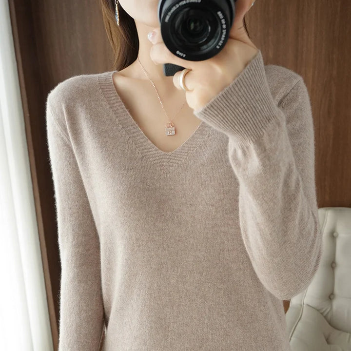 Cashmere-Feel Lace-Neck Hollow Pullover - view 2